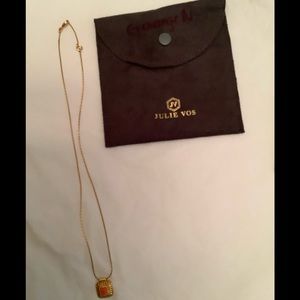 Julie Vos delicate necklace with orange stone